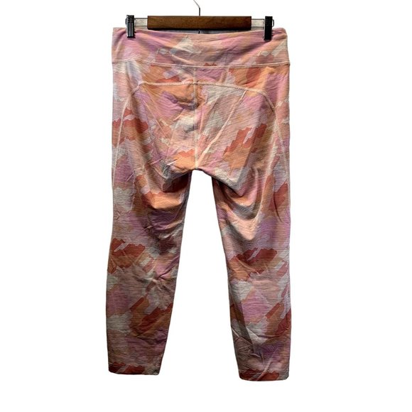 Outdoor Voices Leggings Womens Size XL Pink Orange Camo Techsweat Flex Cropped - Picture 2 of 8